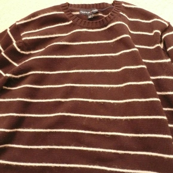 vintage hilfiger crew neck sweater brn/white sz XL - Picture 4 of 11